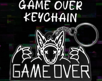 Game Over Protogen Keychain (Glow-in-the-Dark Option available)
