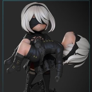 Chibi 2B and 9S - Nier Automata - 3D Printed Resin Figure Garage Kit
