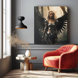 Valkyrie Canvas Art: Norse Warrior Woman with Wings