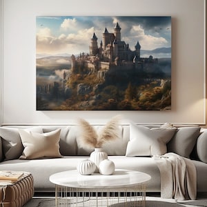 German Fantasy Castle Canvas Art, Medieval Castle Home Decor, Castle Artwork, Gothic Wall Art, Ready To Hang Wall Print