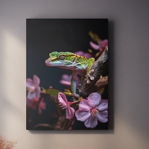 Gecko Canvas Wall Art: Reptile Photography, Kids Room Decor