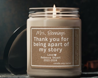 Thank you for being part of my story,Teacher appreciation gift, Teacher gift, Candle Gift for teacher, Custom Teacher Gift