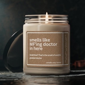 Med School Graduation Gift, Smells Like A MF&#39;ing Doctor, Personalized Doctors Gift Idea, Funny Candle, Future Doctor Candle Gift