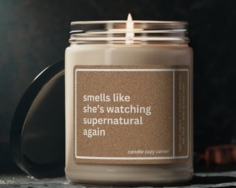 Dean Winchester Candle: Supernatural Inspired Soy Candle Merch, Scented and Handmade, Funny Gift for Her, Unique TV Show Fan Gift