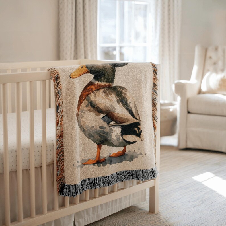 Personalized Woven Duck Baby Blanket, Mallard Nursery Decor, Hunting ...