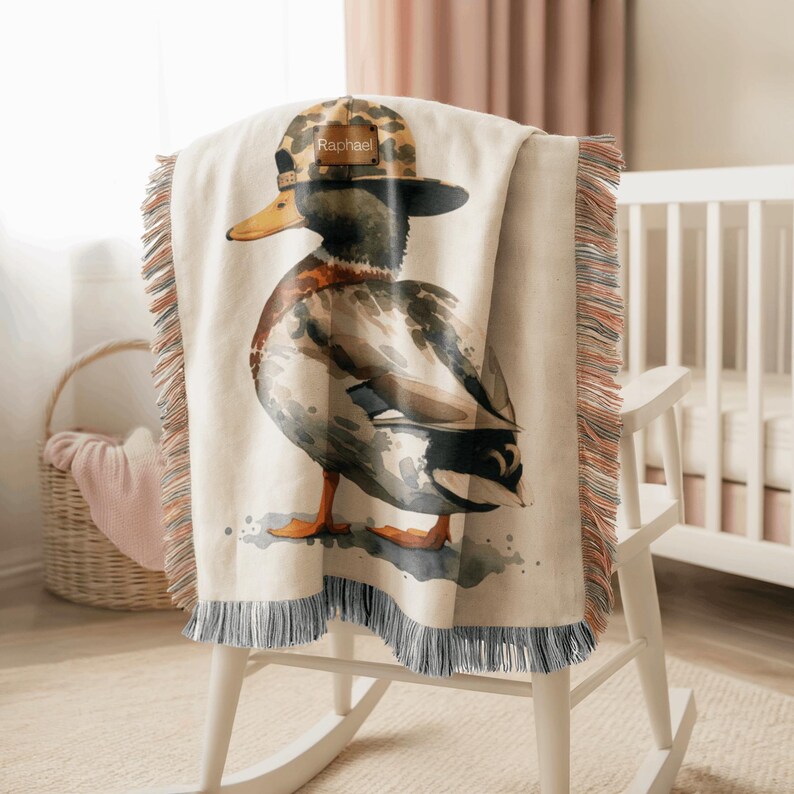 Personalized Woven Duck Baby Blanket, Mallard Nursery Decor, Hunting ...
