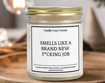 Smells Like Brand New Job Candle, New job gift, work promotion candle, office decor, funny gift for new job, candle for new beginnings