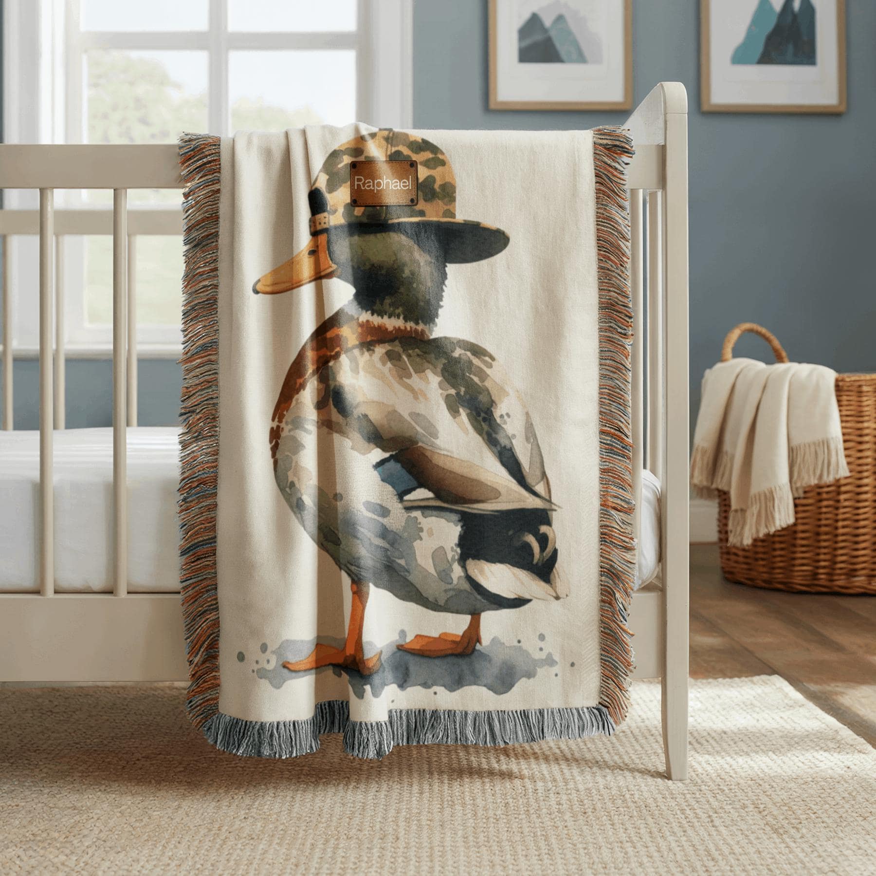 Personalized Woven Duck Baby Blanket, Mallard Nursery Decor, Hunting ...