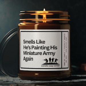 Wargamer Gifts Smells Like He's Painting Miniatures Candle, Unique Gifts for Him, Birthday Gifts for Men, Video Game Room Decor, Gamer Gifts