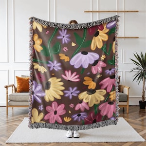 Piano Floral Woven Blanket, Inspired By Piano Floral Gift idea for her, Custom Fan Gift, Cozy Camping Blanket, Concert Blanket, Favorite