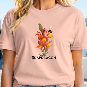 Flower T-Shirt, Sunset Snapdragon Tee, Snapdragons Floral Tee, Flower Lover Tee, Garden Lover Tee, Gift for Her