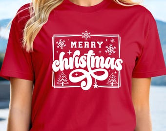 Vintage Merry Christmas T-Shirt, Nostalgic Holiday Charm Tee, Cozy Christmas Pajama Shirt