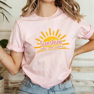 Sunshine Makes Me Happy T-Shirt, Sunshine Lover Shirt, Outdoor Lover Tee, Summer Tee image 1