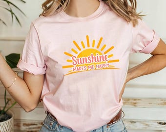 Maglietta Sunshine Makes Me Happy, Maglietta Sunshine Lover, Maglietta Outdoor Lover, Maglietta Summer