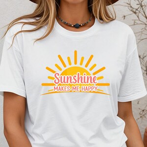 Sunshine Makes Me Happy T-Shirt, Sunshine Lover Shirt, Outdoor Lover Tee, Summer Tee image 2