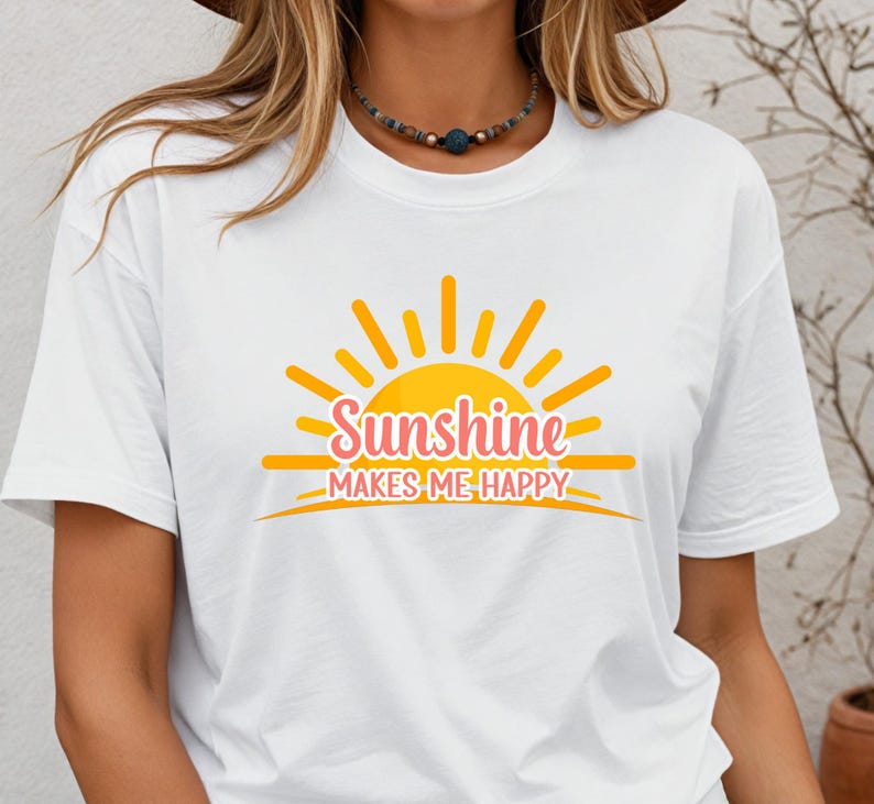 Sunshine Makes Me Happy T-Shirt, Sunshine Lover Shirt, Outdoor Lover Tee, Summer Tee image 2