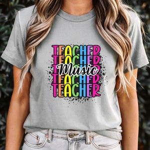Music Teacher T-Shirt, Rainbow Paint Splatter Music Specialist Tee, Unisex Music Teacher Shirt, Teacher Gift