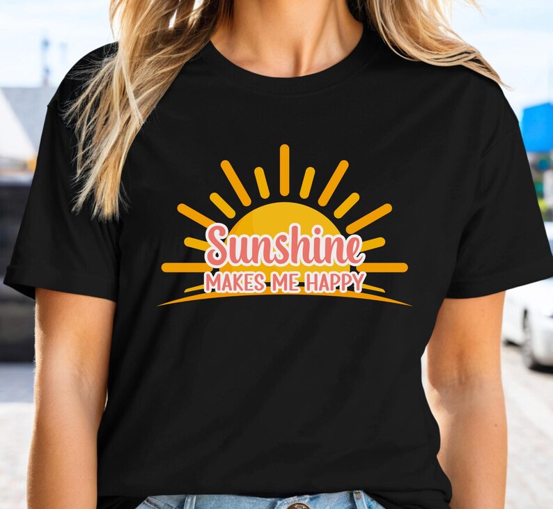 Sunshine Makes Me Happy T-Shirt, Sunshine Lover Shirt, Outdoor Lover Tee, Summer Tee image 4
