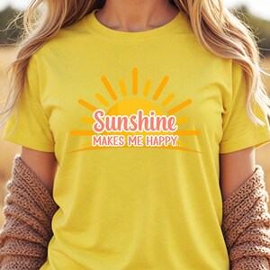 Sunshine Makes Me Happy T-Shirt, Sunshine Lover Shirt, Outdoor Lover Tee, Summer Tee image 3