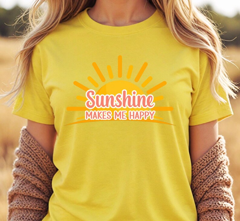 Sunshine Makes Me Happy T-Shirt, Sunshine Lover Shirt, Outdoor Lover Tee, Summer Tee image 3