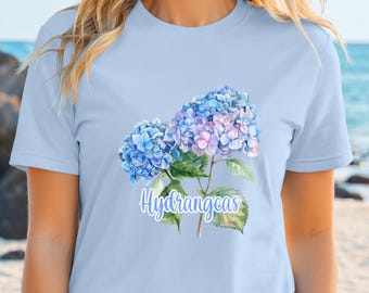 Hydrangeas T-Shirt, Women's Hydrangea Tee, Floral Shirt, Flower Lover