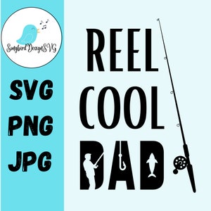 Reel Cool papa SVG, PNG, JPG | Vissen t-shirt ontwerp, handgemaakte cadeaus voor papa, cadeaus voor mannen, cadeaus voor hem, Vaderdagcadeau, hoedontwerp