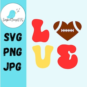 Liebe Fußball SVG, PNG, JPG | T-Shirt-Design, Sweatshirt-Design, Tragetasche, Schlüsselanhänger, Geschenke für Frauen, Football-Mama, Chiefs, Kansas City