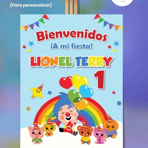 Panneau d&#39;anniversaire Plim Plim, décorations d&#39;anniversaire Plim Plim, fichier numérique imprimable, panneau Circus Plim Plim