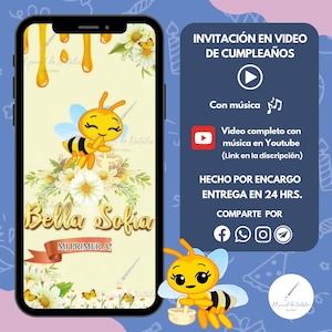 Little bee invitation, little bee, birthday video invitation, plim plim, little bee invitation