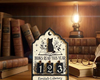 Letrero de seguimiento de libros leídos este año / Decoración personalizada para el seguimiento de lectura / Exhibidor de estante para contar libros / Regalo para amantes de los libros