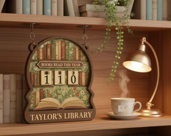 Floral Books Read Tracker, Books Read This Year, Bookish Decor, Bookshelf Counter, Gift for Book Lover, Personalized Reader Gift