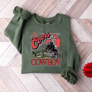 Coors Western Cowboy Sweatshirt, Vintage 90s Graphic Western Hoodie, Rodeo Oversize Cowboy Hoodie, Hoodie