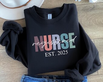 Registered Nurse Shirt, Custom Nurse Sweatshirt, Personalized RN Gift, Nursing Graduation Gift, RN Crewneck, Nurse Appreciation Gift