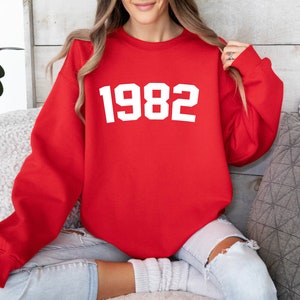 Birth Year Sweatshirt, Birthday Sweatshirt, 1983 Birth Year Number Shirt, Birthday Gift for Women, Birthday Sweatshirt Gift Custom