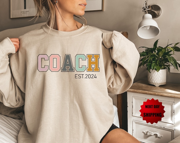 Personalized Coach Sweatshirt, Custom Est Coach Gift, Coach Name Sweatshirt, Coach Game Day Shirt, Team Gift, Coach Shirt