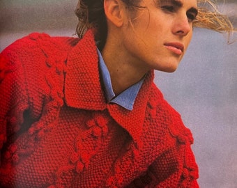Retro KNIT Pattern Stylish Sporty Long Sleeve Pullover Collared Sweater Textured PDF Instant Digital Download Small Medium Large Aran