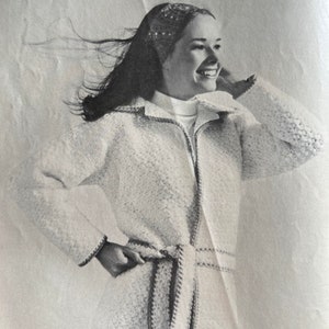 Retro CROCHET Pattern Women's Long Sleeve Wrap Jacket Coat PDF Instant Digital Download Small Medium Large