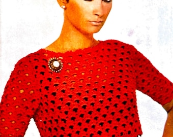 Retro CROCHET Pattern Women's Bolero Cover Up Cropped Cardigan Shrug PDF Instant Digital Download Small Medium Large 1970s