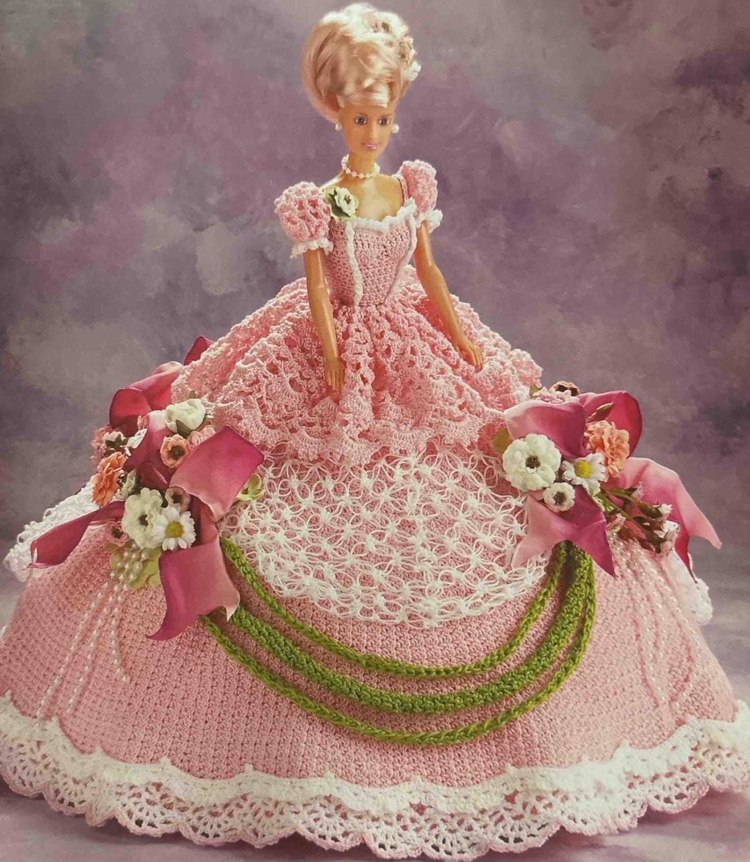 Vintage CROCHET Doll Pattern Southern Belle Melanie Flower Barbie