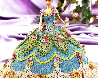 white christmas dresses Fashion Doll Crochet Wedding Dress Pattern, 11.1/2 inch Doll, Instant  Download main image 0