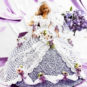 ヴィンテージ かぎ針編み 人形 パターン サザンベル 花嫁 フラワー バービー ウェディングドレス レース ボールガウン PDF ダウンロード デビュタント 11. 5 インチ