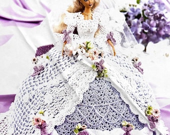 Vintage CROCHET Doll Pattern Southern Belle Bride Flower Barbie Wedding  Dress Lace ball gown PDF Download Debutante 11. 5 Inch