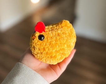 Crochet Chicken Plushie: Handmade Stuffed Farm Animal Toy