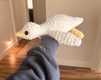Crocheted Goose Plushie, Handmade Amigurumi Stuffed Animal