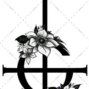 Grucifix Floral Tattoo Design