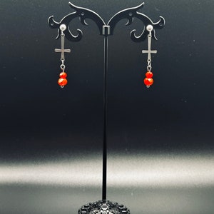 Inverted Cross Dangle Earrings ~ Gothic