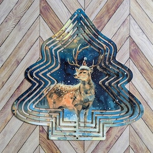 Christmas Deer Tree Shape Kinetic Wind Spinner UV Resistance Outdoor Garden Yard Hanging Ornament Decoration