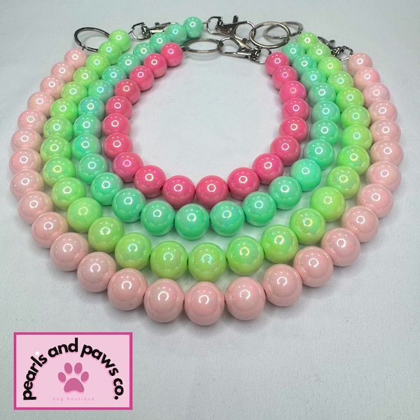 Spring Pearl Necklace, Stylish Dog Jewelry, Dog bead necklace, Fashionable Dog Accessories, Stylish Pet Jewelry, Cat Necklace, Colorful Gems