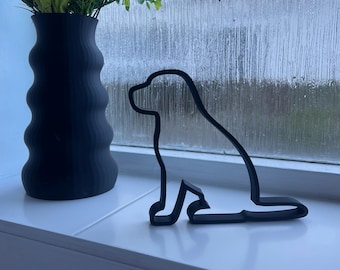 Labrador Dog Silhouette Ornament – Minimalist 3D Printed Labrador Outline Home Decor