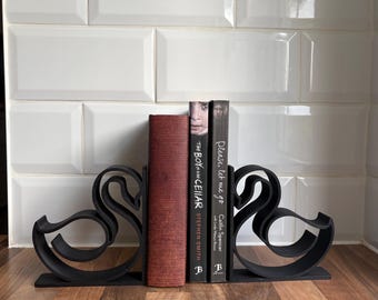 Swan Bookends, Modern Bird Book Ends, Minimalist Shelf Decor
